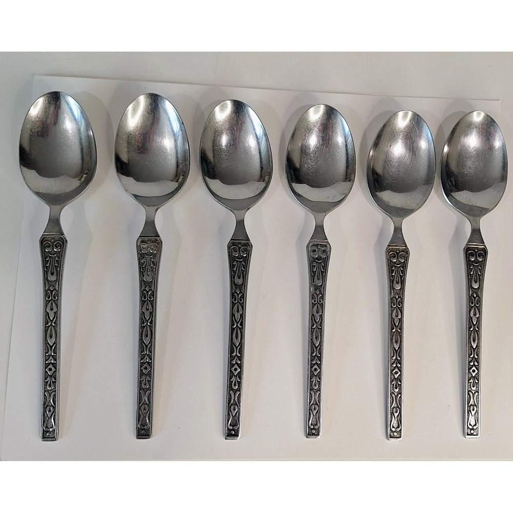 Lot 6 Towle TWS131 7.5 Inch Spoons Flatware Silverware MCM Supreme Cutlery Japan